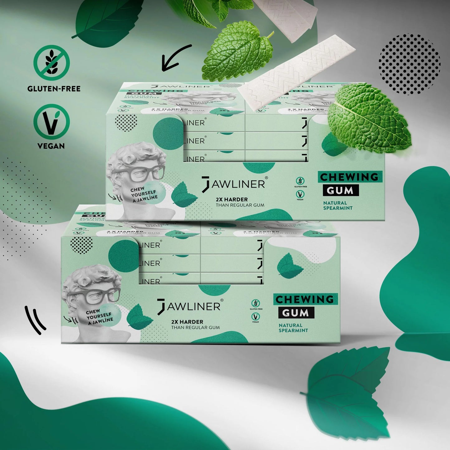 Jawliner stevige kauwgom - Spearmint Medium Hard