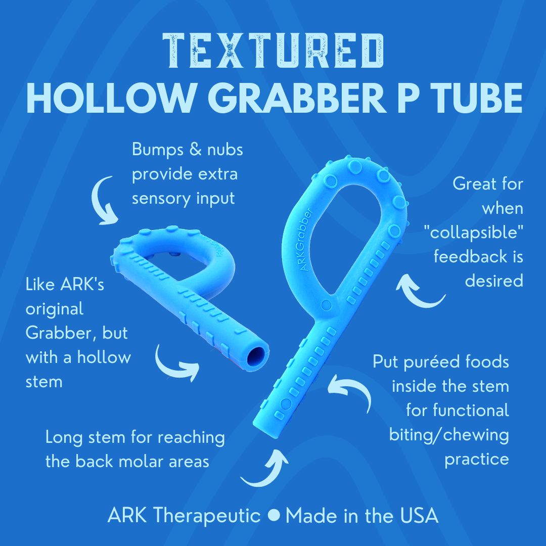 ARK's Textured Grabber® P Tube (Hollow Chew Tool) Logopedie materiaal